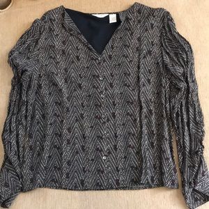 J.jill  deep red and black blouse